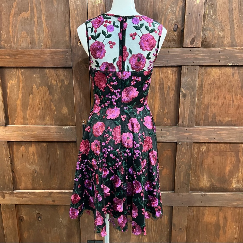 Tahari Backless Dress with Pink Floral Design